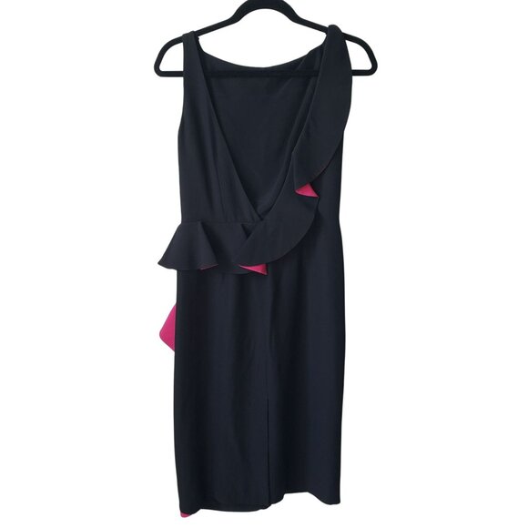 Alexander McQueen Black Pink Ruffle Two Tone Crepe Sheath Dress Punk Goth Glam - Picture 8 of 16